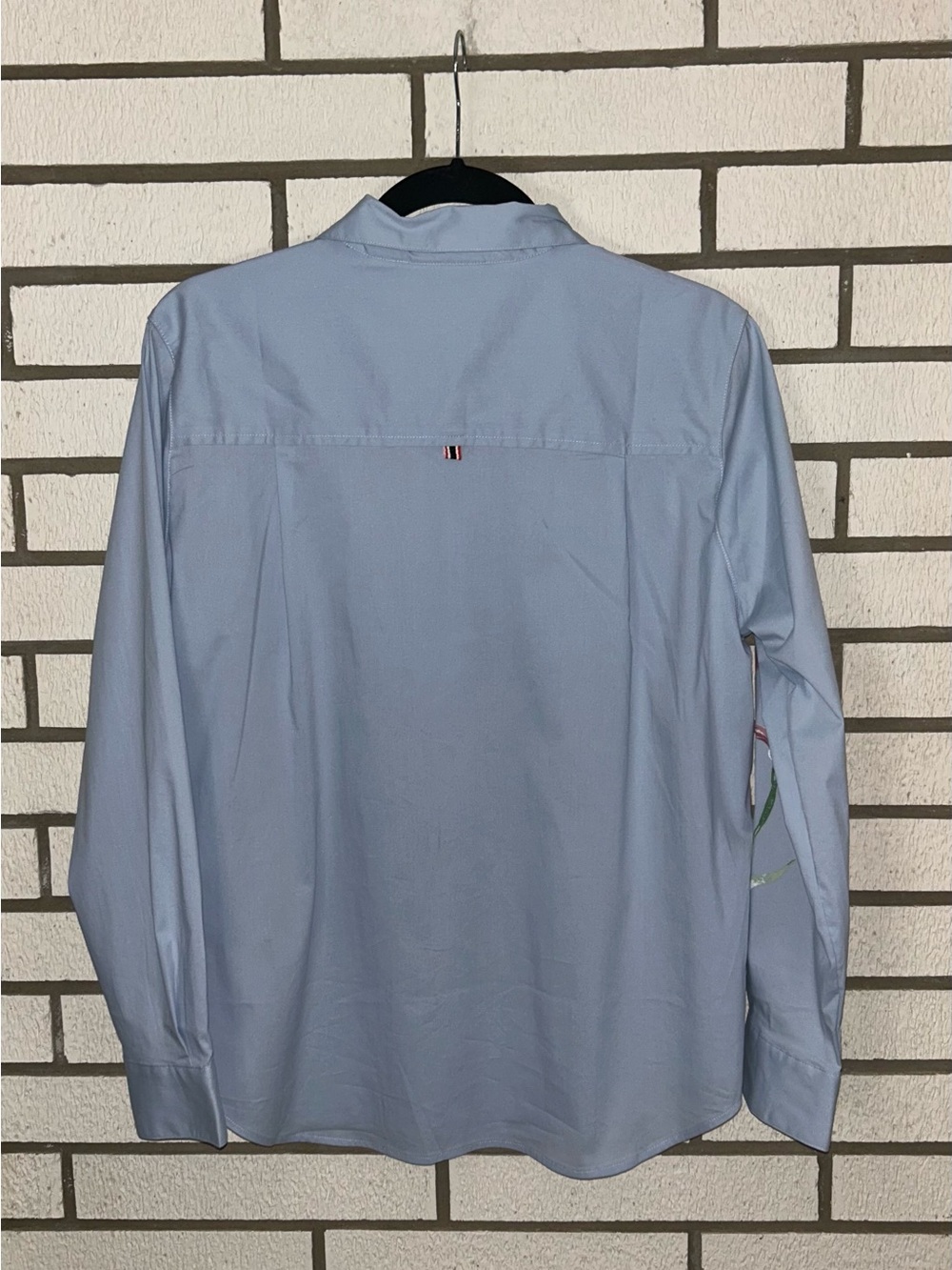 Hunter Light Blue Dress Shirt with Pink Floral Iris Motif - Picture 4 of 6